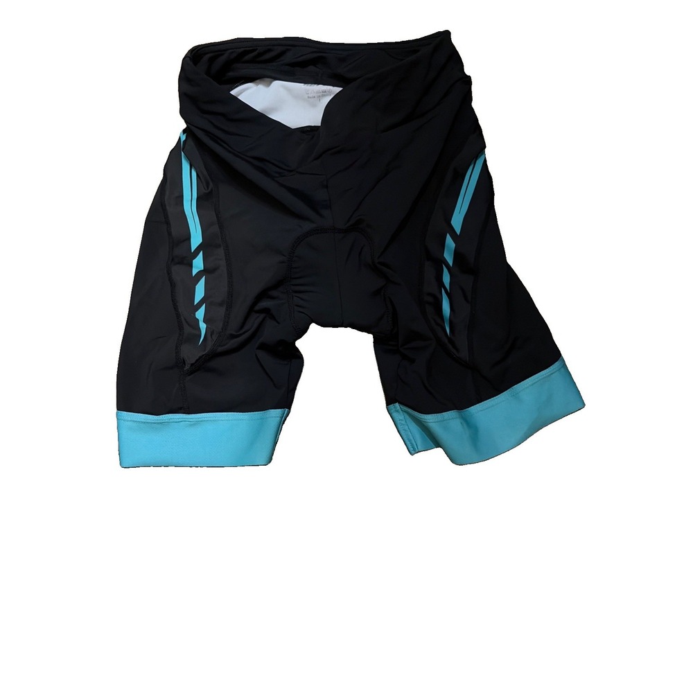 Beroy Women's Padded Cycling Shorts Large Black Blue Geometric Performance